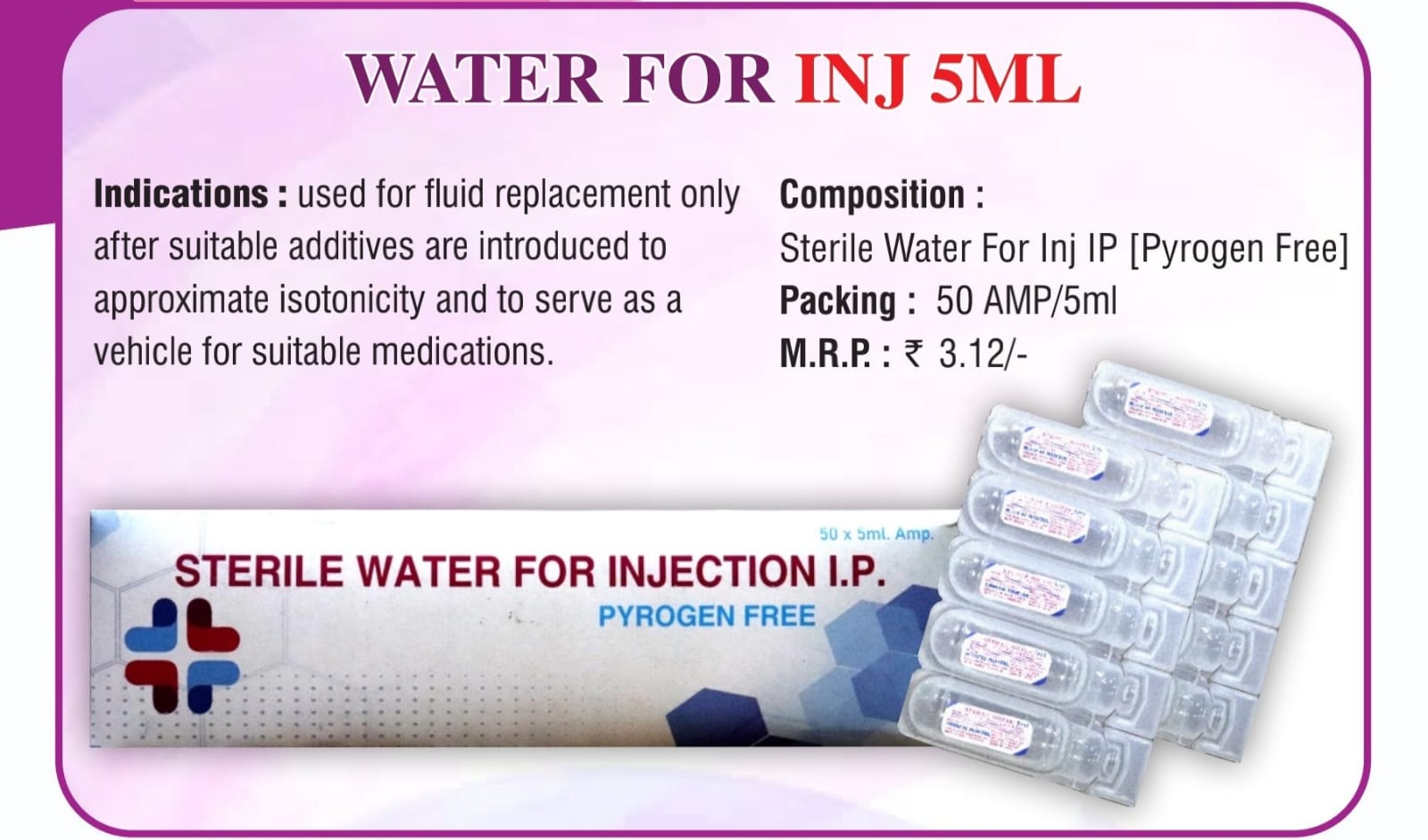 WATER FOR INJECTION 5ML