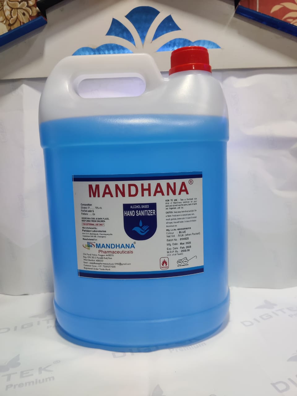 MANDHANA HAND SANITIZER 5 LTR